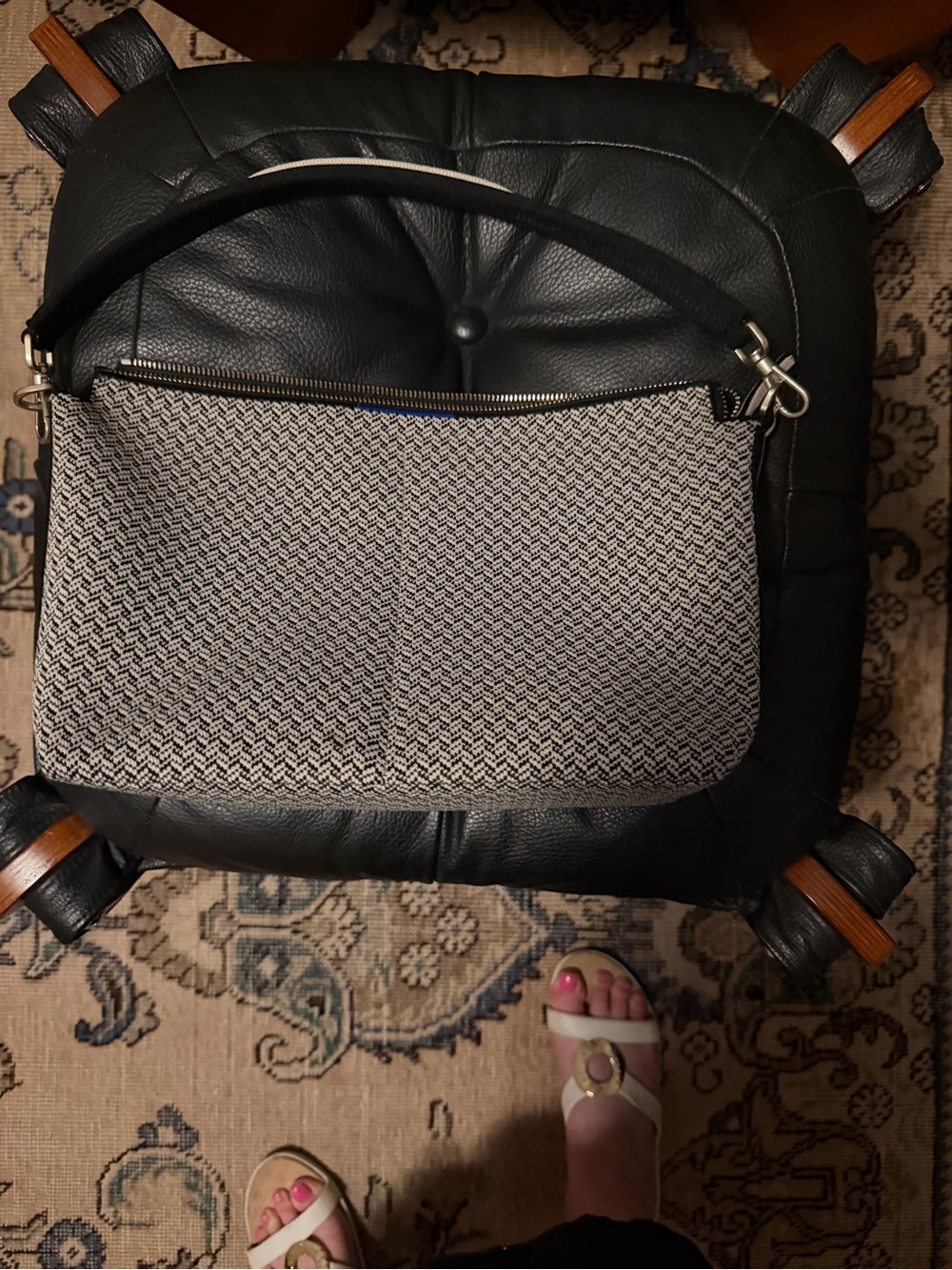 Women’s Woven Black and White Shoulder Bag